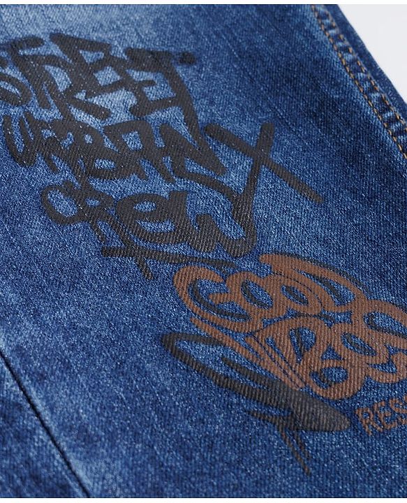 Pine Kids Denim Woven Full Length Jeans With Text Print - Blue