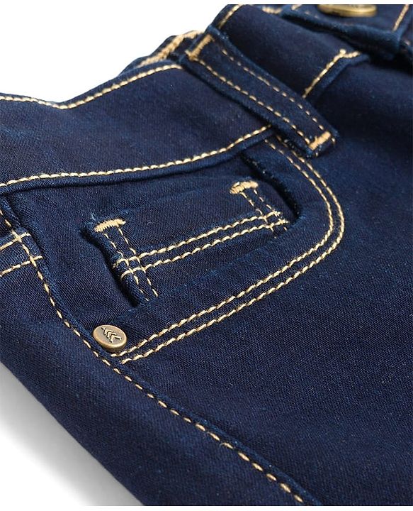 Pine Kids Denim Woven Full Length Washed Jeans With Cargo Pocket - Blue