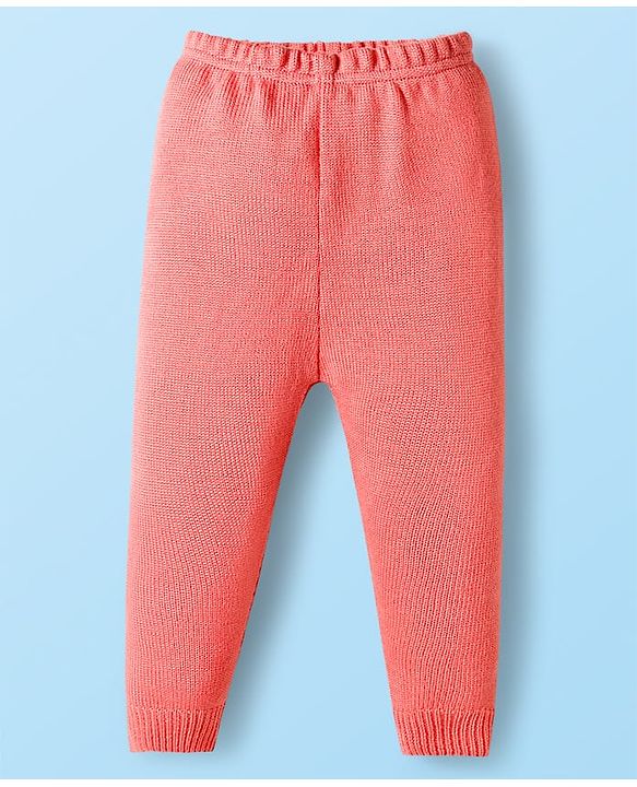 Babyhug Knitted Full Sleeves Sweater Set With Color Block Design & Badge Detailing - Pink & White