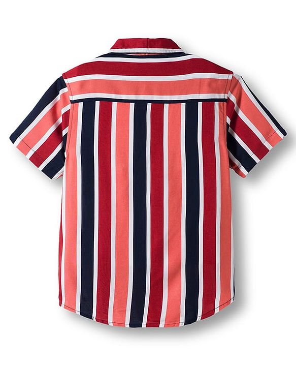 Pine Kids Cotton Woven Half Sleeves Shirt With Stripes - Multicolour