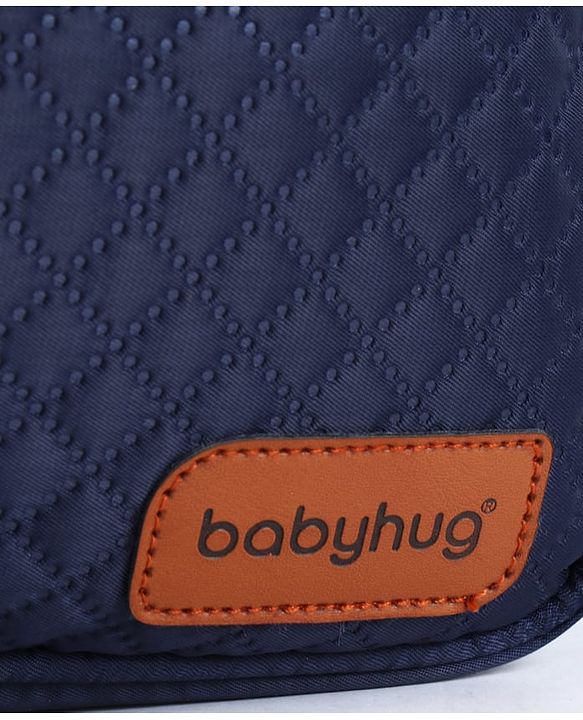 Babyhug 2-in-1 Quilted Sling cum Tote Diaper Bag for Travel - Spacious, Stylish, and Multifunctional| Adjustable Shoulder Strap| Insulated Bottle Pouches| Water Resistant| Carry Handle - Blue
