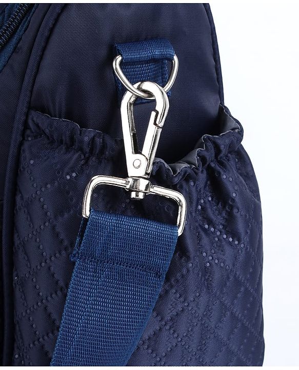 Babyhug 2-in-1 Quilted Sling cum Tote Diaper Bag for Travel - Spacious, Stylish, and Multifunctional| Adjustable Shoulder Strap| Insulated Bottle Pouches| Water Resistant| Carry Handle - Blue