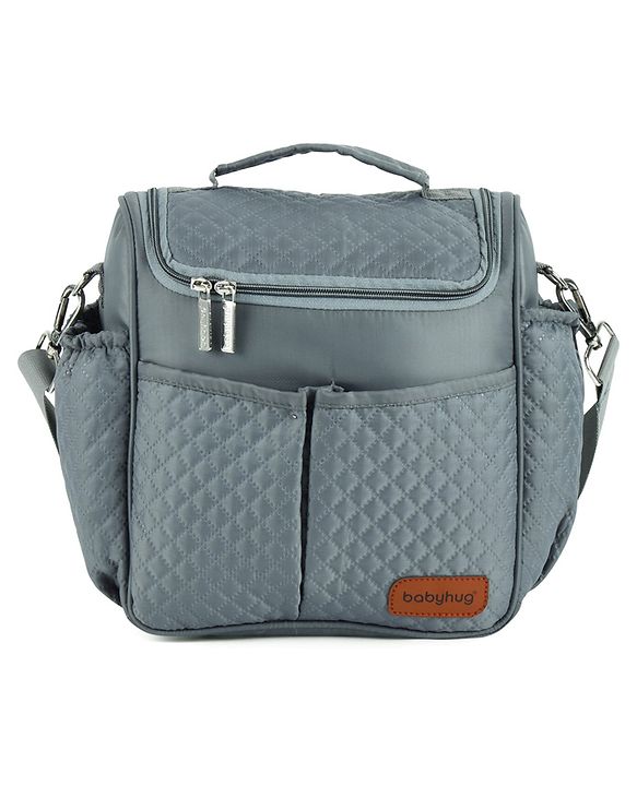 Babyhug 2-in-1 Quilted Sling cum Tote Diaper Bag for Travel - Spacious, Stylish, and Multifunctional| Adjustable Shoulder Strap| Insulated Bottle Pouches| Water Resistant| Carry Handle - Blue