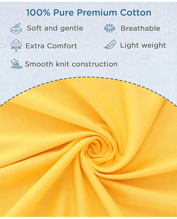 Babyhug Premium 100% Cotton Newborn Gift Set  11 Pcs Clothing Hamper Duck Print - Yellow| Jhabla, Bib, Wrapper, Mittens, Booties, 3 Wash cloths & 2 Nappies| Gift Set for New Born Boys & Girls