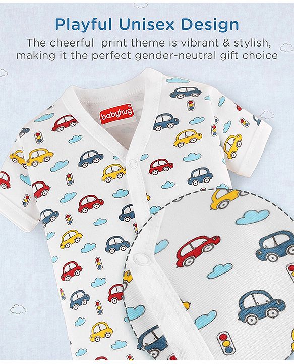 Babyhug Premium 100% Cotton Newborn Gift Set  11 Pcs Clothing Hamper Duck Print - Yellow| Jhabla, Bib, Wrapper, Mittens, Booties, 3 Wash cloths & 2 Nappies| Gift Set for New Born Boys & Girls