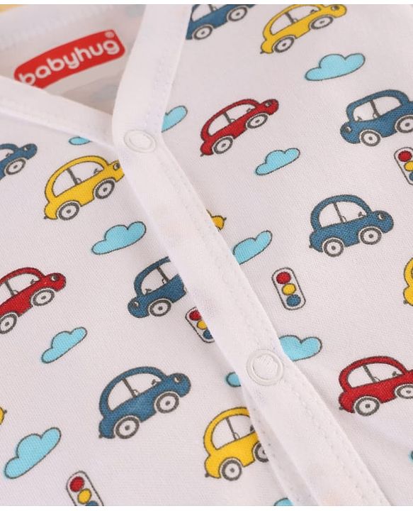 Babyhug Premium 100% Cotton Newborn Gift Set  11 Pcs Clothing Hamper Duck Print - Yellow| Jhabla, Bib, Wrapper, Mittens, Booties, 3 Wash cloths & 2 Nappies| Gift Set for New Born Boys & Girls