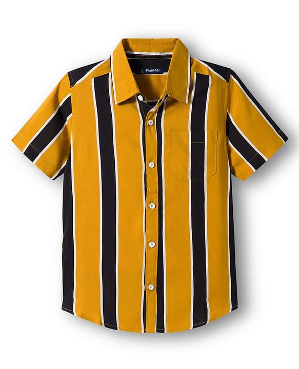 Pine Kids Cotton Woven Half Sleeves Shirt With Stripes - Multicolour