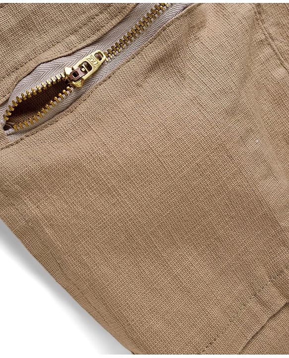 Pine Kids Cotton Elastane Woven Full Length Solid Colour Trouser Pant - Tan