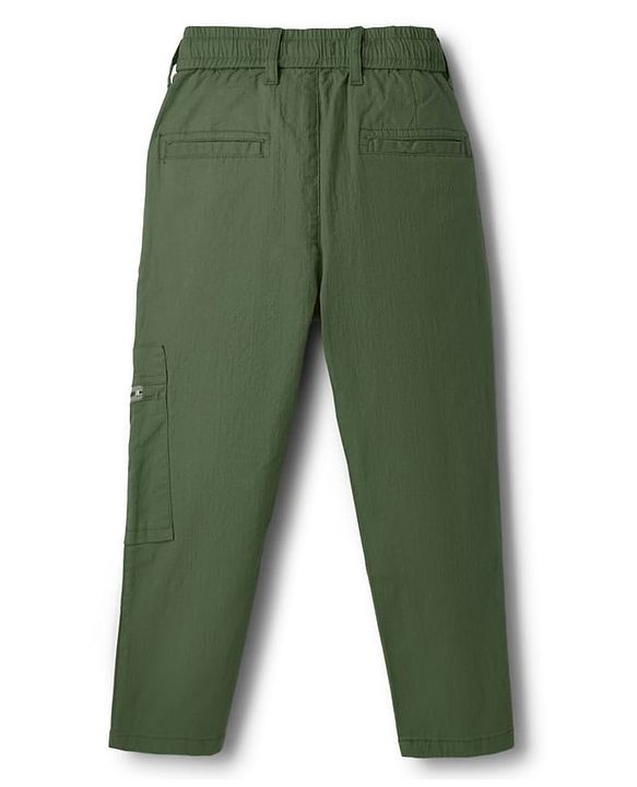 Pine Kids Cotton Elastane Woven Full Length Solid Colour Trouser Pant - Tan
