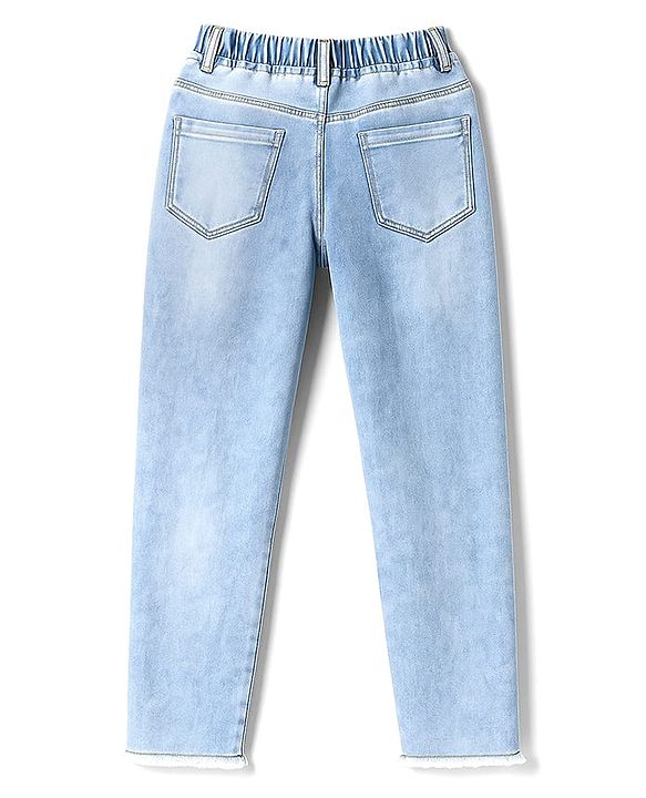 Pine Kids Denim Woven Ankle Length Washed Jeggings - Light Blue