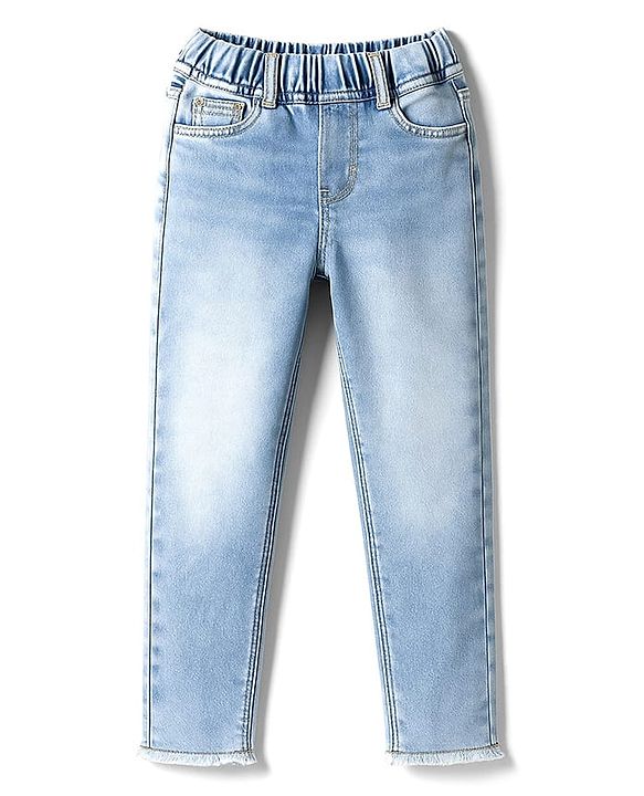 Pine Kids Denim Woven Ankle Length Washed Jeggings - Light Blue