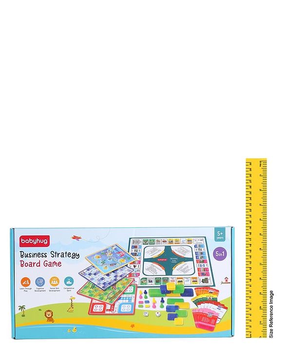 Babyhug Educational 5 In 1 Business Strategy Board Game for Kids|2-6 Players|Dice, Money&Cards Included|Portable&Lightweight|Group Activity for Brain Development|5+ Yrs|Ideal Gift|BIS Certified