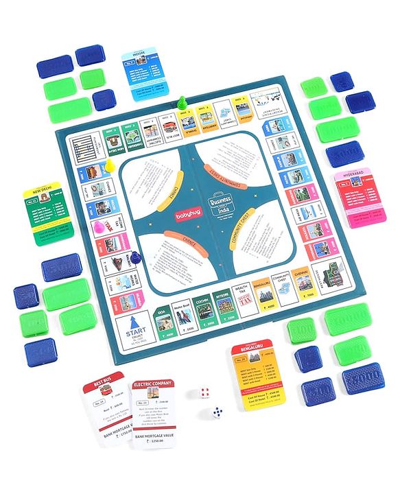 Babyhug Educational 5 In 1 Business Strategy Board Game for Kids|2-6 Players|Dice, Money&Cards Included|Portable&Lightweight|Group Activity for Brain Development|5+ Yrs|Ideal Gift|BIS Certified