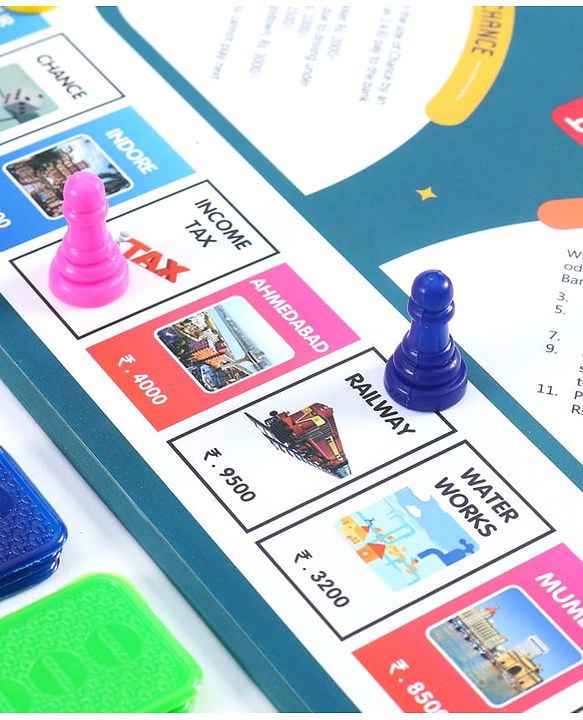 Babyhug Educational 5 In 1 Business Strategy Board Game for Kids|2-6 Players|Dice, Money&Cards Included|Portable&Lightweight|Group Activity for Brain Development|5+ Yrs|Ideal Gift|BIS Certified