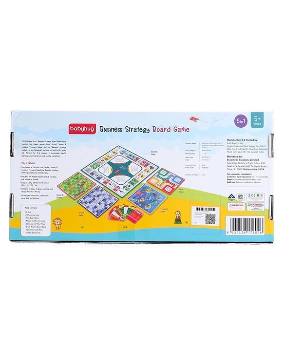 Babyhug Educational 5 In 1 Business Strategy Board Game for Kids|2-6 Players|Dice, Money&Cards Included|Portable&Lightweight|Group Activity for Brain Development|5+ Yrs|Ideal Gift|BIS Certified