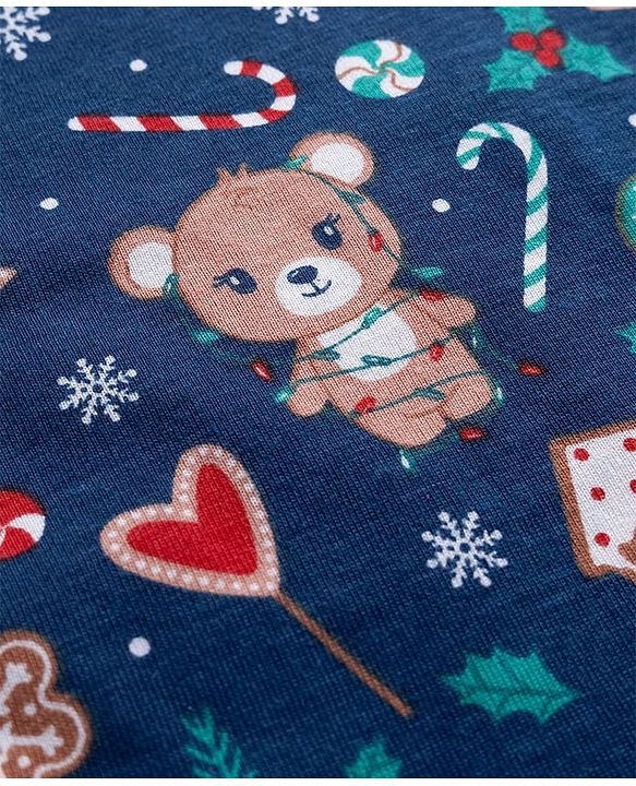 Babyhug 100% Cotton Knit Full Sleeves T-Shirts with Snowflakes & Reindeer Print Pack of 3 - Green Red & Navy Blue