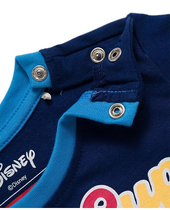 Babyhug Disney Single Jersey Knit Full Doctor Sleeves Oversized T-Shirt with 101 Dalmatians Front & Back Graphic - Navy Blue