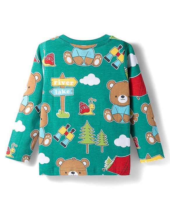Babyhug 100% Cotton Knit Full Sleeves T-Shirts with Stripes & Animal Print Pack of 3 - Green & Yellow