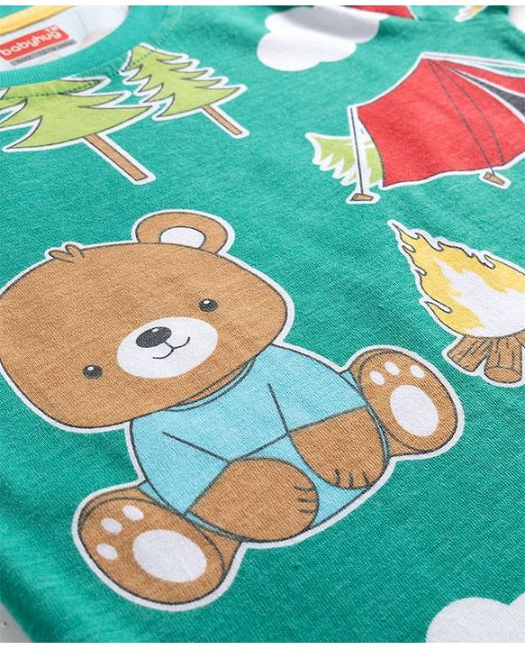 Babyhug 100% Cotton Knit Full Sleeves T-Shirts with Stripes & Animal Print Pack of 3 - Green & Yellow
