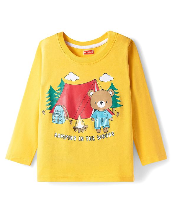 Babyhug 100% Cotton Knit Full Sleeves T-Shirts with Stripes & Animal Print Pack of 3 - Green & Yellow