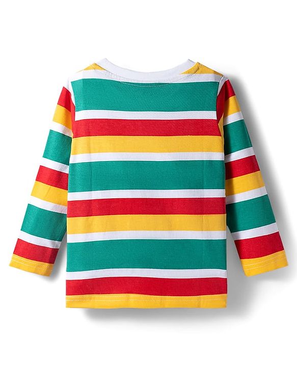 Babyhug 100% Cotton Knit Full Sleeves T-Shirts with Stripes & Animal Print Pack of 3 - Green & Yellow