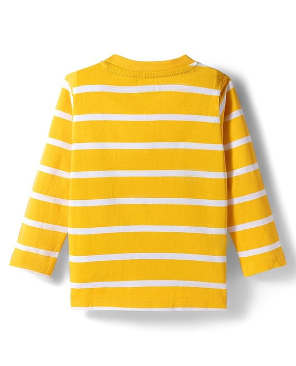 Babyhug 100% Cotton Knit Full Sleeves T-Shirts with Stripes & Animal Print Pack of 3 - Blue Red & Yellow