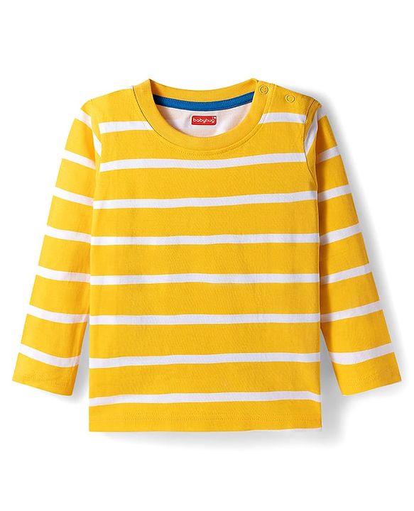 Babyhug 100% Cotton Knit Full Sleeves T-Shirts with Stripes & Animal Print Pack of 3 - Blue Red & Yellow