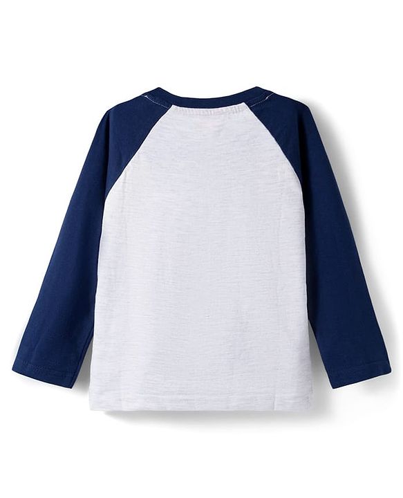 Babyhug 100% Cotton Knit Full Raglan Sleeves T-Shirts with Stripes & Animal Print Pack of 3 - Orange & Navy Blue