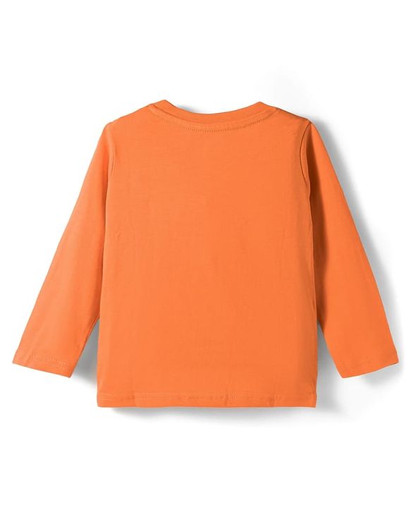 Babyhug 100% Cotton Knit Full Raglan Sleeves T-Shirts with Stripes & Animal Print Pack of 3 - Orange & Navy Blue