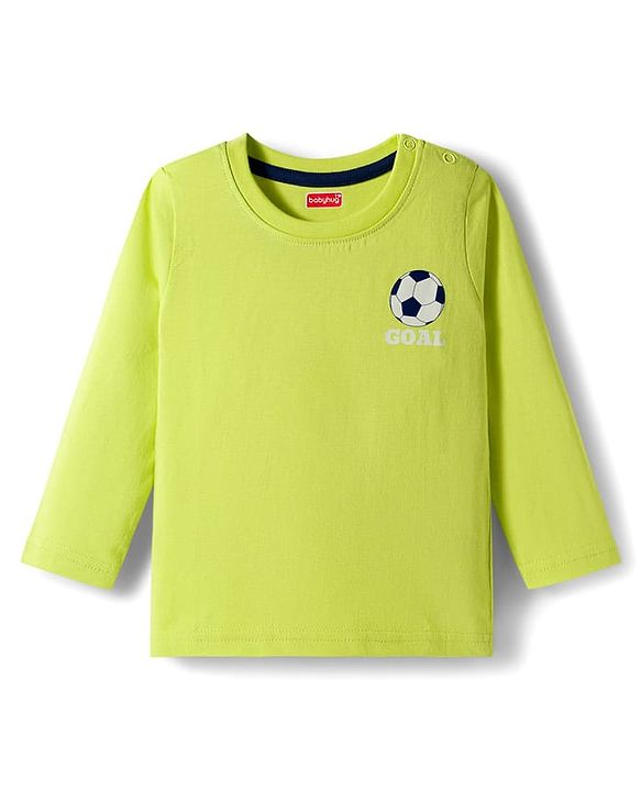 Babyhug 100% Cotton Knit Full Raglan Sleeves T-Shirts with Stripes & Animal Print Pack of 3 - Neon Green & Light Blue
