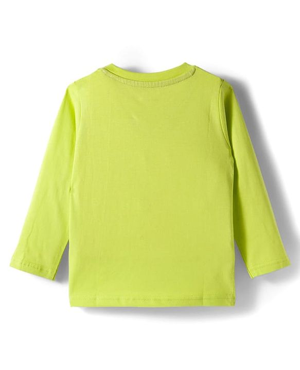 Babyhug 100% Cotton Knit Full Raglan Sleeves T-Shirts with Stripes & Animal Print Pack of 3 - Neon Green & Light Blue