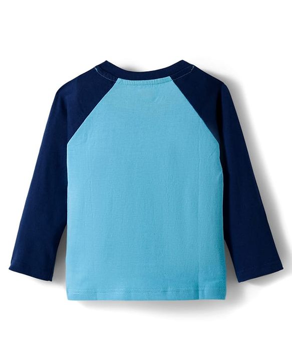 Babyhug 100% Cotton Knit Full Raglan Sleeves T-Shirts with Stripes & Animal Print Pack of 3 - Neon Green & Light Blue