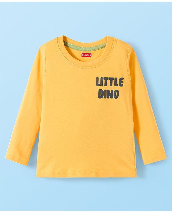 Babyhug 100% Cotton Knit Full Sleeves T-Shirts with Dino Print Pack of 3 - Yellow Light Green & White