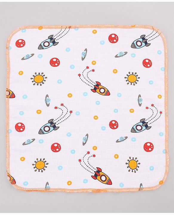 Babyhug 100% Cotton Muslin Burp Cloth Pack of 10  Multicolor| Ultra Soft| High Absorbency| Machine Washable| For Feeding & Diapering