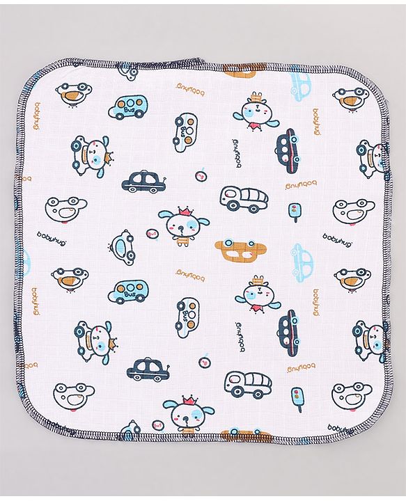 Babyhug 100% Cotton Muslin Burp Cloth Pack of 10  Multicolor| Ultra Soft| High Absorbency| Machine Washable| For Feeding & Diapering