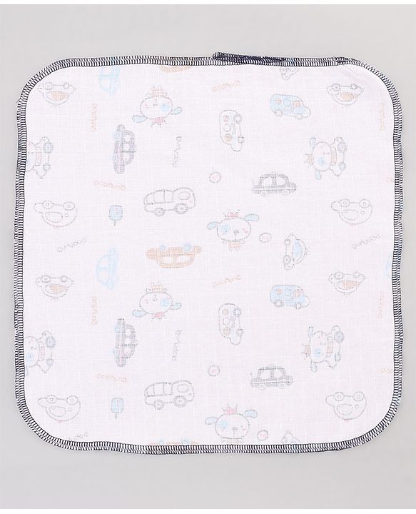 Babyhug 100% Cotton Muslin Burp Cloth Pack of 10  Multicolor| Ultra Soft| High Absorbency| Machine Washable| For Feeding & Diapering
