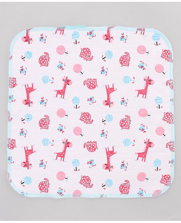 Babyhug 100% Cotton Muslin Burp Cloth Pack of 10  Multicolor| Ultra Soft| High Absorbency| Machine Washable| For Feeding & Diapering