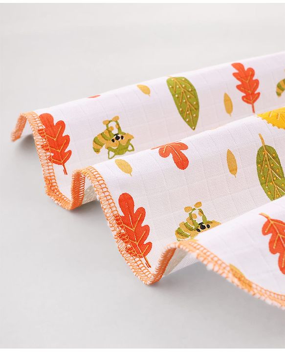 Babyhug 100% Cotton Muslin Burp Cloth Pack of 10  Multicolor| Ultra Soft| High Absorbency| Machine Washable| For Feeding & Diapering