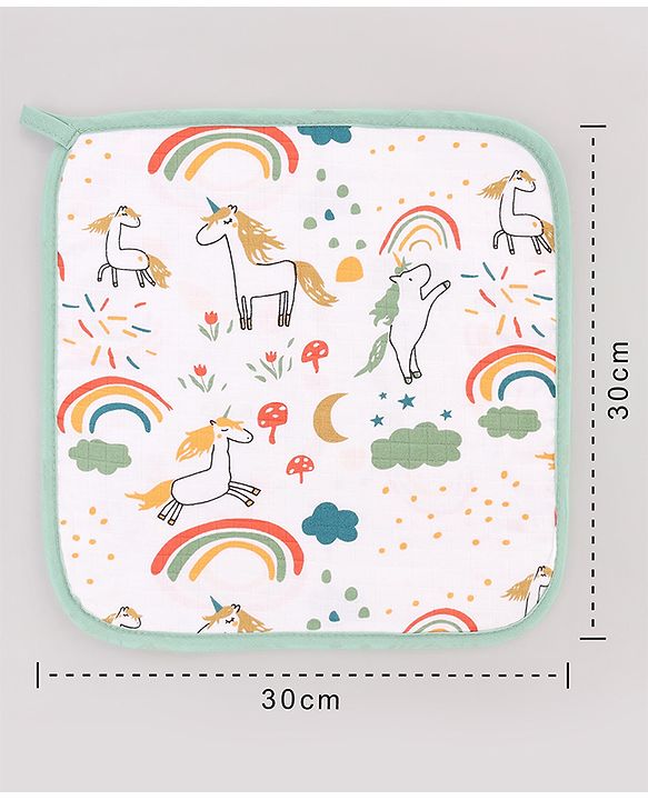 Babyhug 100% Cotton Muslin Burp Cloth Pack of 5 -  Multicolor| Ultra Soft| High Absorbency| Machine Washable| For Feeding & Diapering
