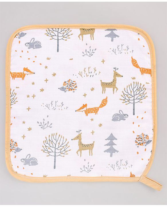 Babyhug 100% Cotton Muslin Burp Cloth Pack of 5 -  Multicolor| Ultra Soft| High Absorbency| Machine Washable| For Feeding & Diapering