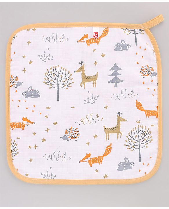 Babyhug 100% Cotton Muslin Burp Cloth Pack of 5 -  Multicolor| Ultra Soft| High Absorbency| Machine Washable| For Feeding & Diapering