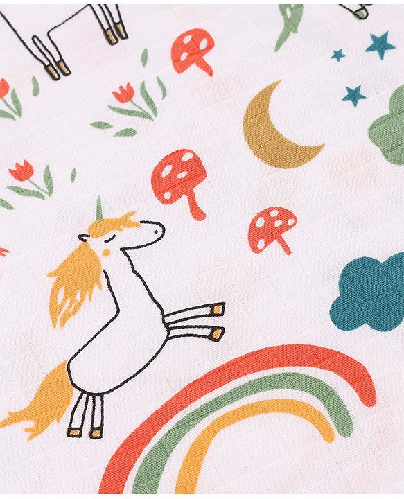 Babyhug 100% Cotton Muslin Burp Cloth Pack of 5 -  Multicolor| Ultra Soft| High Absorbency| Machine Washable| For Feeding & Diapering