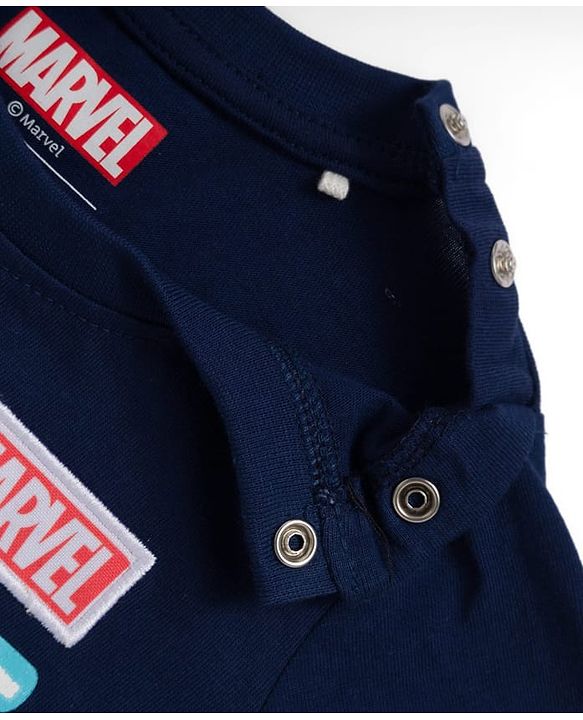 Babyhug Marvel Single Jersey Knit Full Sleeves T-Shirt with Avengers Graphic - Navy Blue