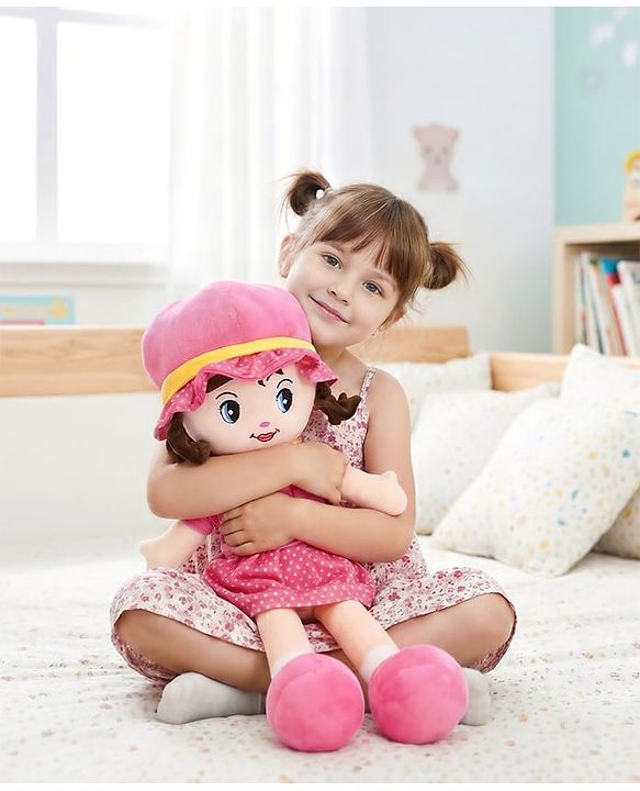 Babyhug Winky Doll with Cute Dress, Matching Hat & Stitched Shoes Height 80 cm - Pink| Ideal Snuggle Toy| Safe & Interactive| Removable Dress| Imaginative Play & Storytelling| BIS Certified