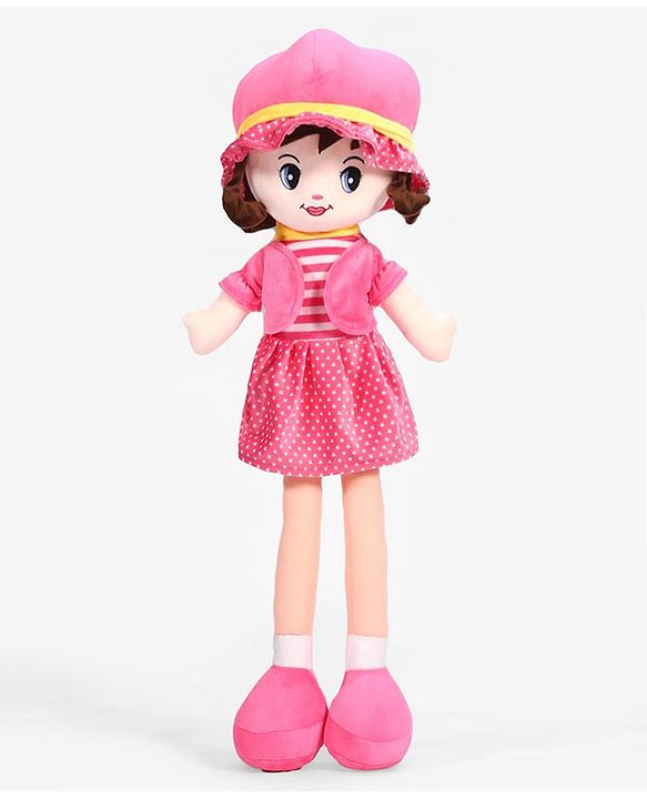 Babyhug Winky Doll with Cute Dress, Matching Hat & Stitched Shoes Height 80 cm - Pink| Ideal Snuggle Toy| Safe & Interactive| Removable Dress| Imaginative Play & Storytelling| BIS Certified