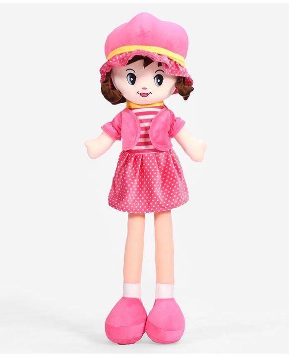 Babyhug Winky Doll with Cute Dress, Matching Hat & Stitched Shoes Height 80 cm - Pink| Ideal Snuggle Toy| Safe & Interactive| Removable Dress| Imaginative Play & Storytelling| BIS Certified