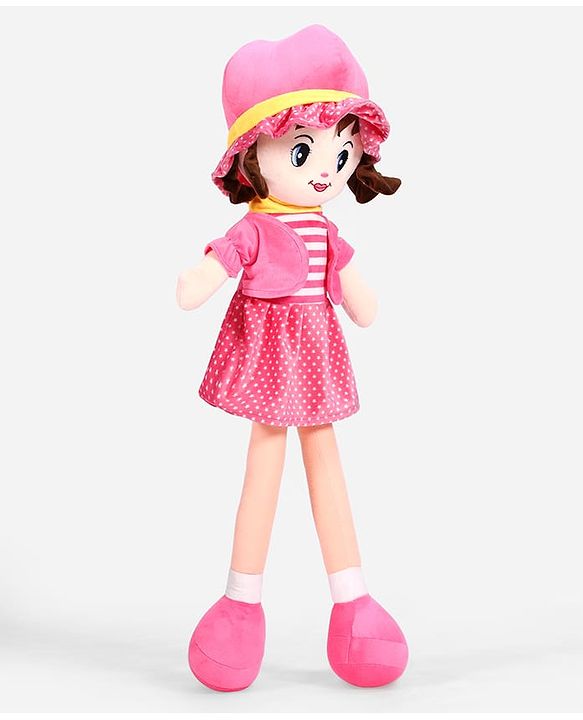 Babyhug Winky Doll with Cute Dress, Matching Hat & Stitched Shoes Height 80 cm - Pink| Ideal Snuggle Toy| Safe & Interactive| Removable Dress| Imaginative Play & Storytelling| BIS Certified