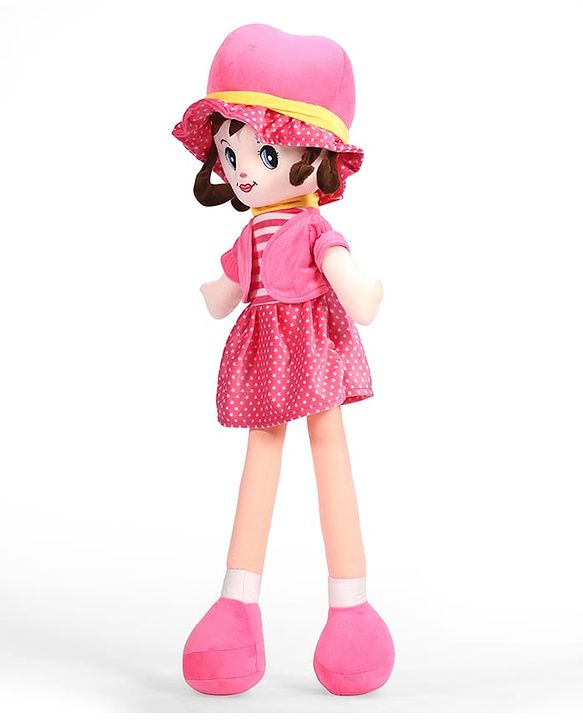 Babyhug Winky Doll with Cute Dress, Matching Hat & Stitched Shoes Height 80 cm - Pink| Ideal Snuggle Toy| Safe & Interactive| Removable Dress| Imaginative Play & Storytelling| BIS Certified