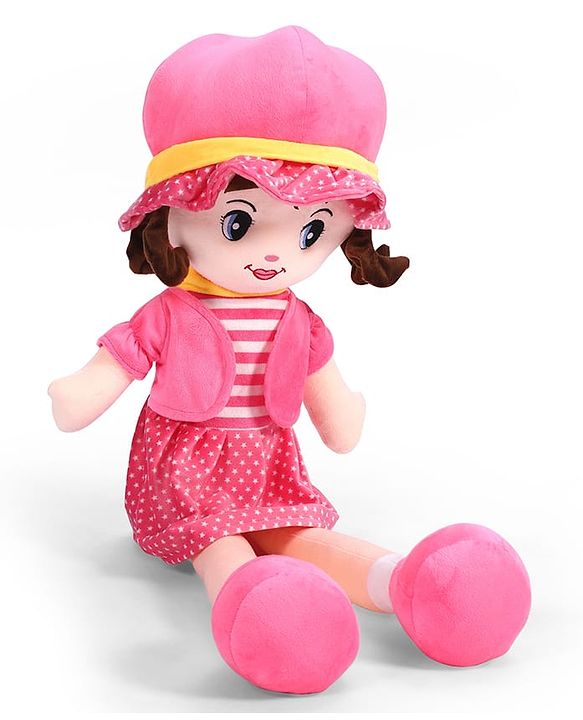 Babyhug Winky Doll with Cute Dress, Matching Hat & Stitched Shoes Height 80 cm - Pink| Ideal Snuggle Toy| Safe & Interactive| Removable Dress| Imaginative Play & Storytelling| BIS Certified