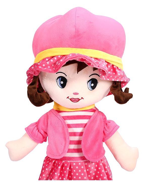 Babyhug Winky Doll with Cute Dress, Matching Hat & Stitched Shoes Height 80 cm - Pink| Ideal Snuggle Toy| Safe & Interactive| Removable Dress| Imaginative Play & Storytelling| BIS Certified